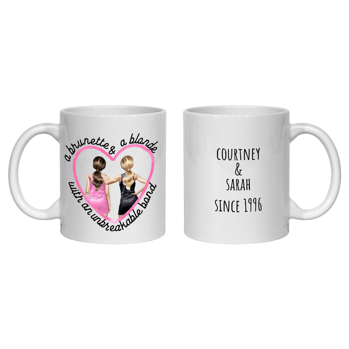 Personalised Red head & Brunette Friends Mug friendship gift BFF Bestie ginger