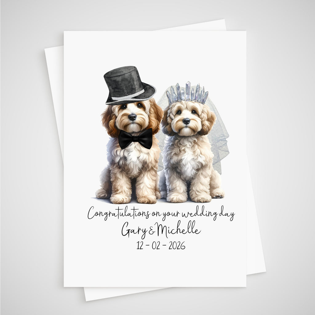 Cockapoo Wedding Card Personalised Bride & Groom Dog