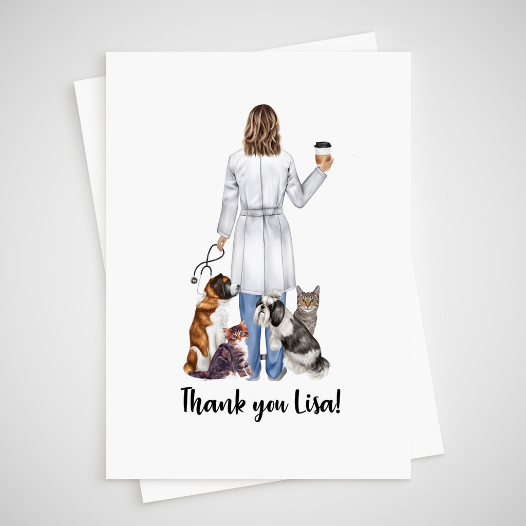 Vet Thank you Card Personalised veterinairian Pet appreciation cat dog animal shelter