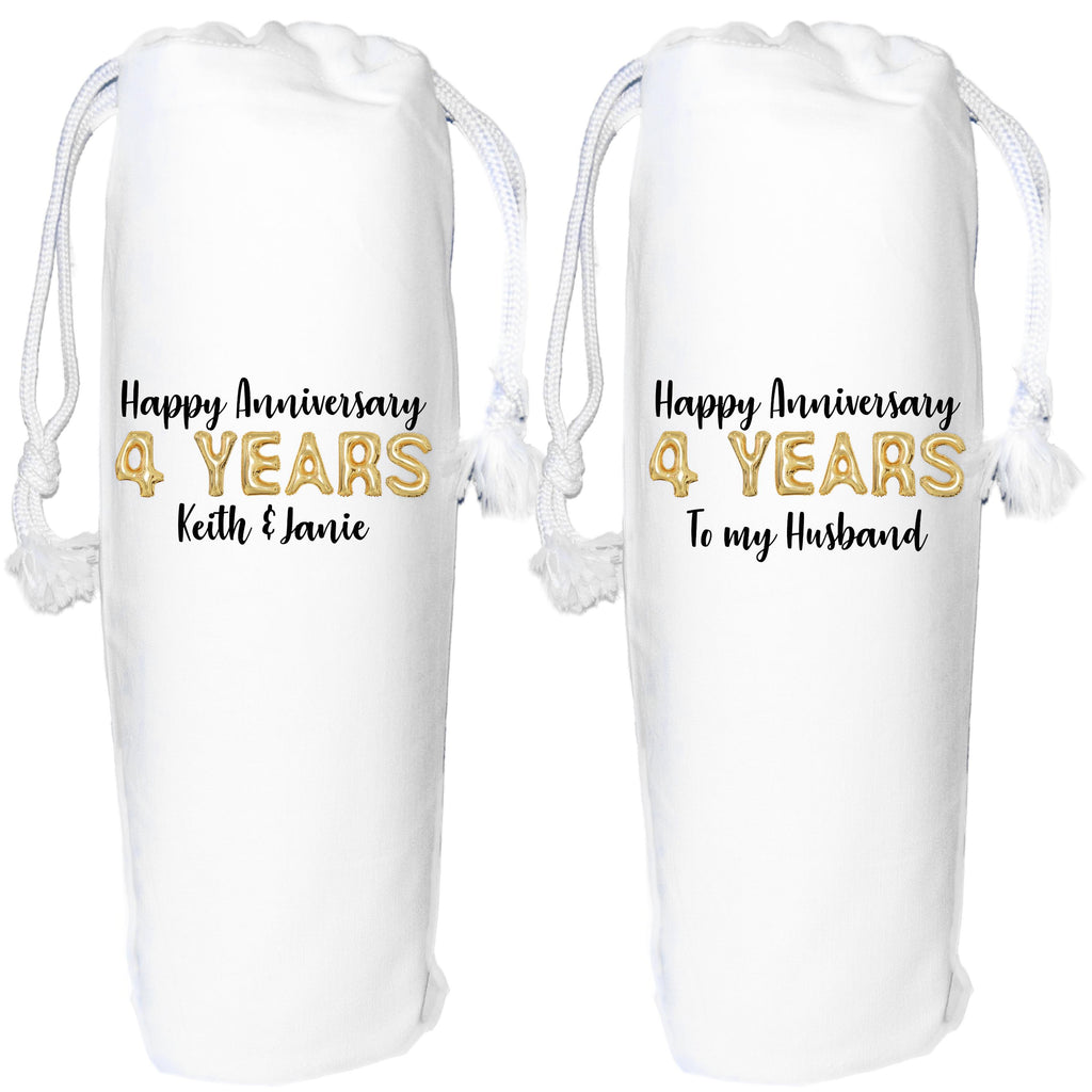 4 years anniversary Personalised wine gift bag linen anniversary