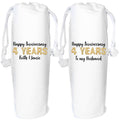4 years anniversary Personalised wine gift bag linen anniversary