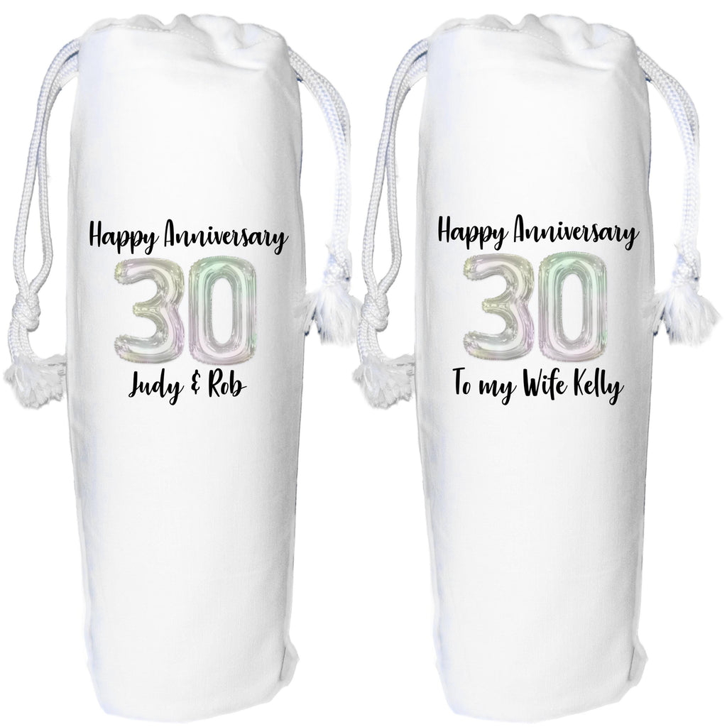 30 years anniversary wine Personalised gift bag -  pearl 30th wedding anniversary