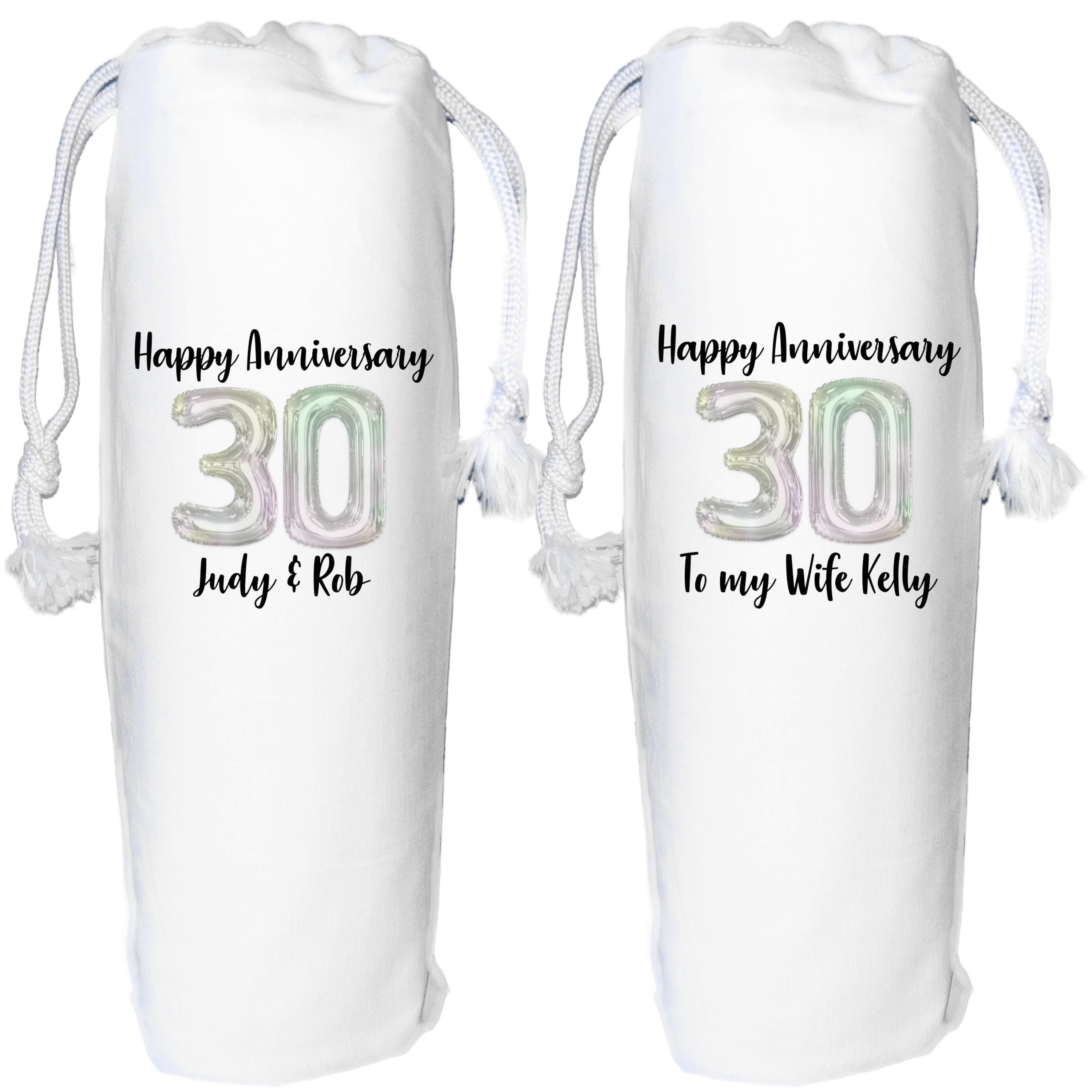 30 years anniversary wine Personalised gift bag -  pearl 30th wedding anniversary