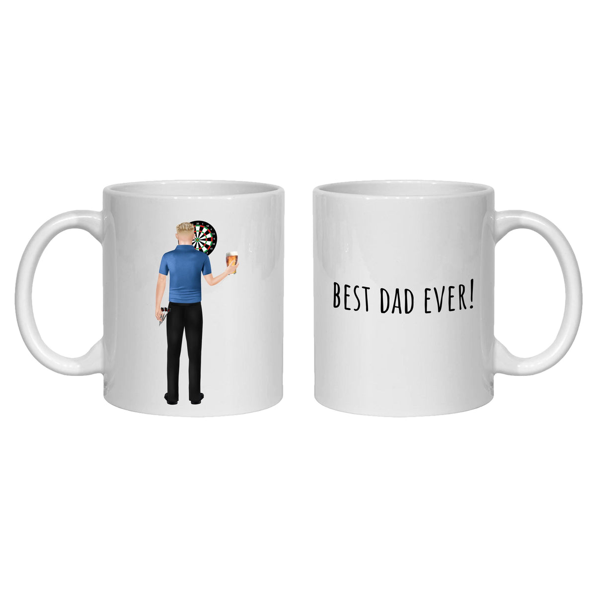 Personalised Darts Mug – gift for dad, brother, son, 180 bullseye