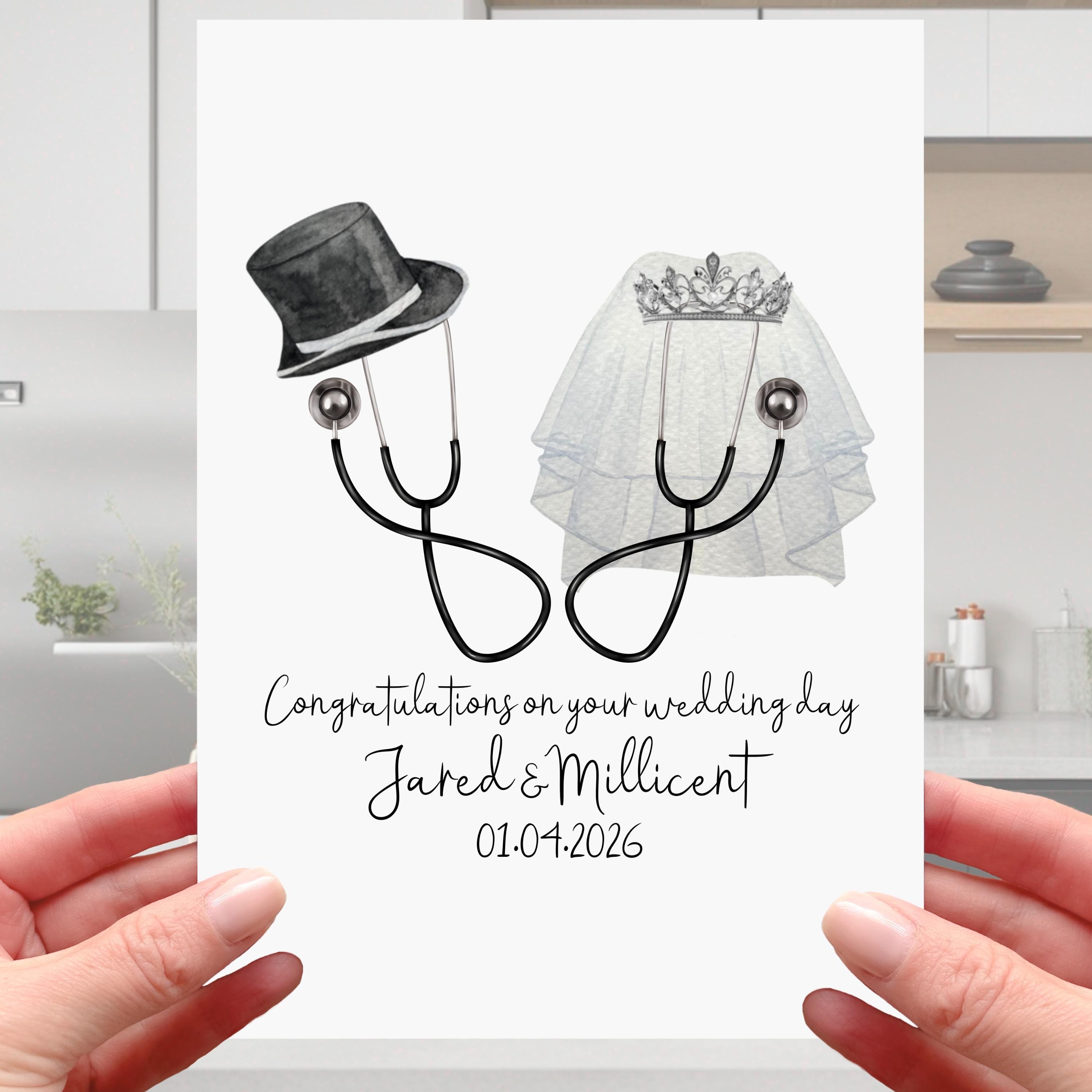 Doctor Wedding Card Personalised Stethoscope Nurse Medical