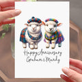 Scottish Sheep Anniversary Card Personalised