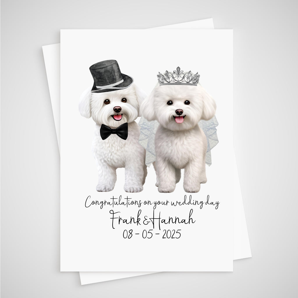 Bichon Frise Wedding Card Personalised Dog Bride & Groom