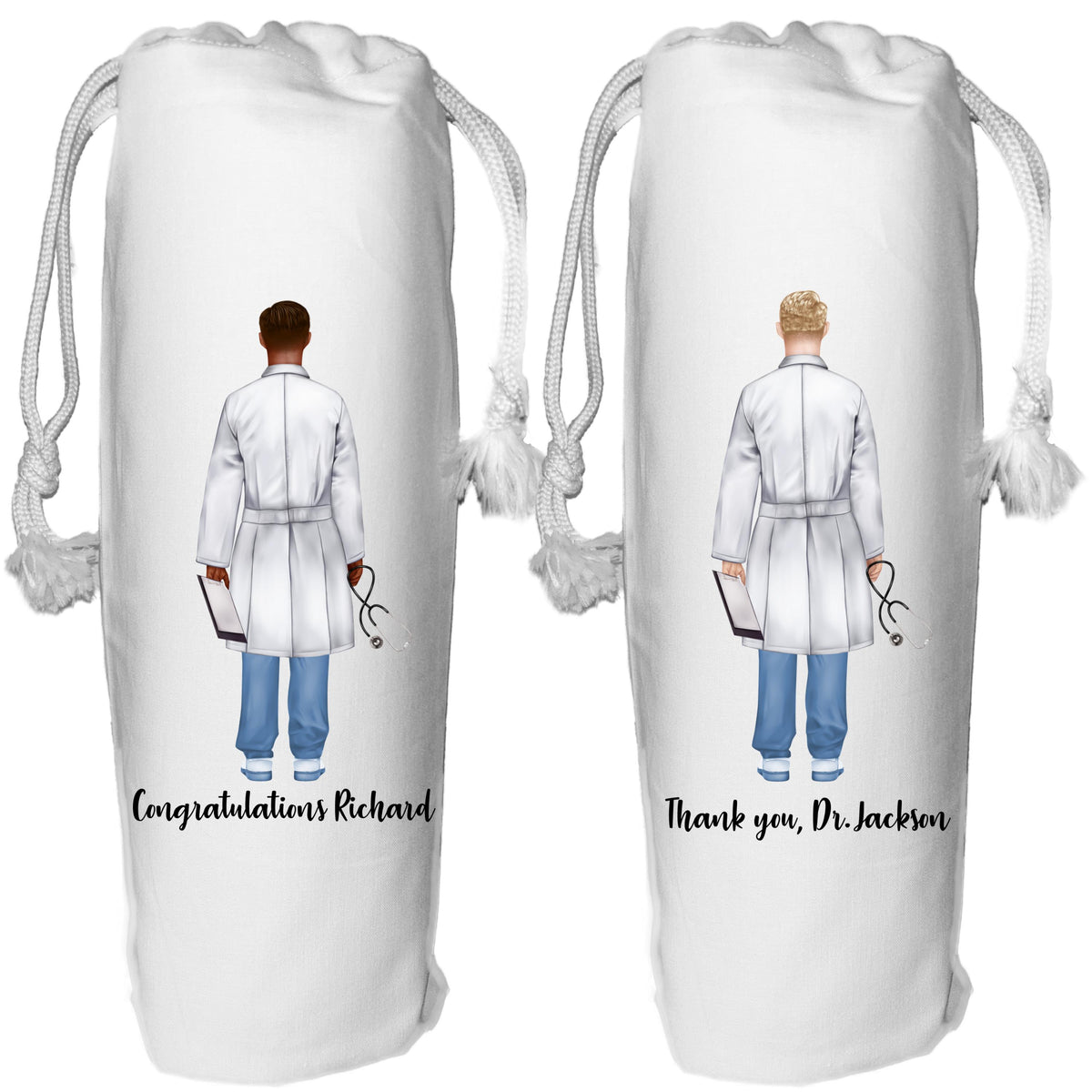 Wine Bag gift Personalised for Doctor - whisky champagne