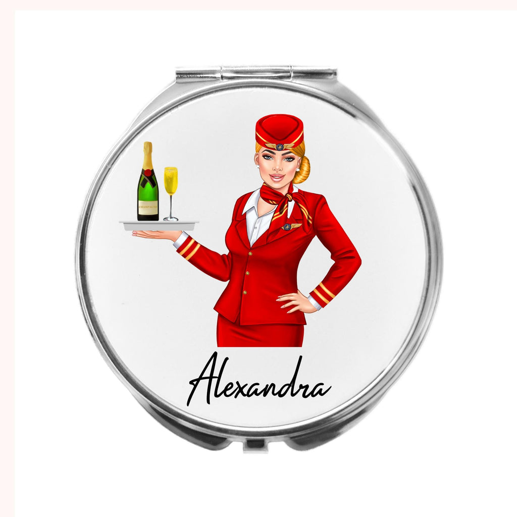 Air Hostess Mirror Personalised Compact Flight Attendant Cabin Crew