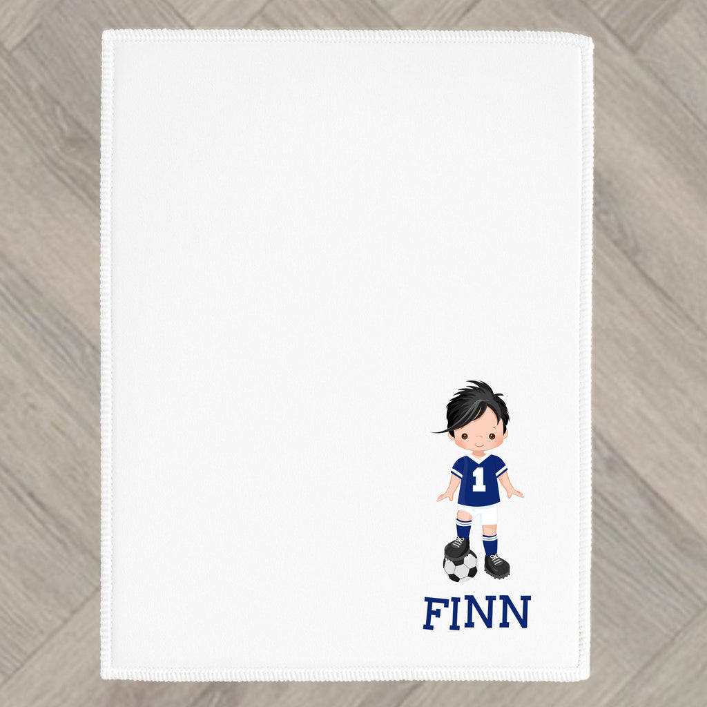 Boys Football Towel Personalised Soccer Blue Red