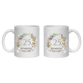 Personalised 25 year anniversary mug 25th silver