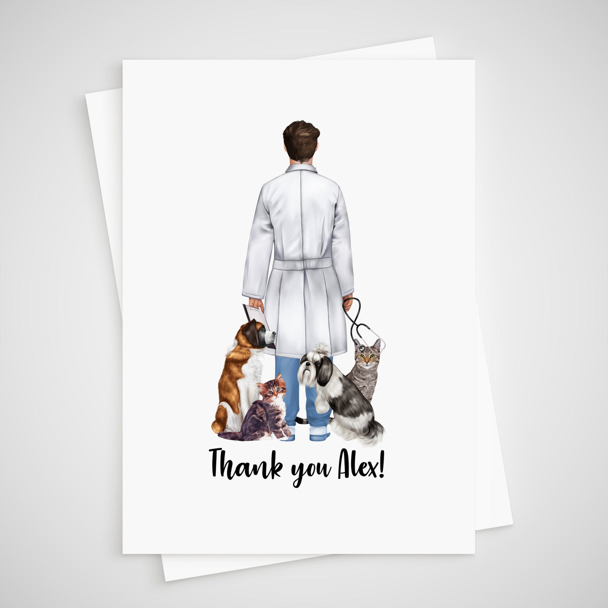 Vet Thank you card Personalised dog cat veterinarian tech