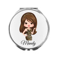 Personalized Leopard Print Compact Mirror, Friend Gift
