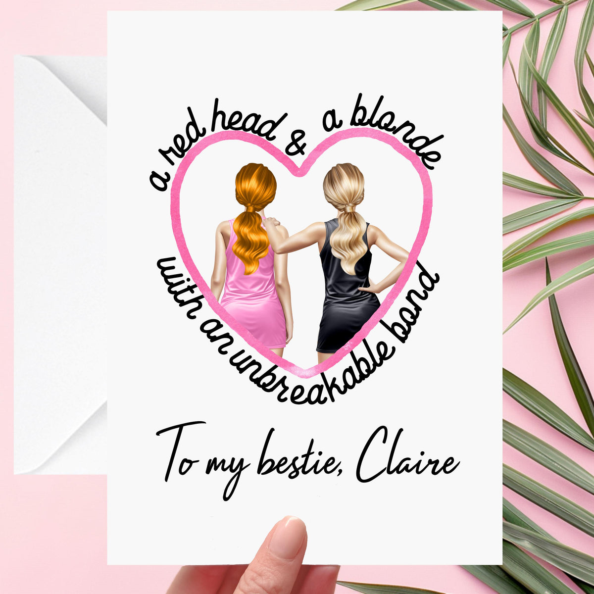 Red head and Blonde Card Personalised for Bestie BFF Girlfriend Ginger
