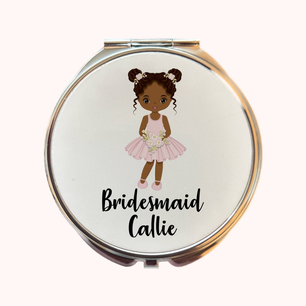 Mirror for Flower Girl Personalised Compact Junior Bridesmaid, Mini Bride