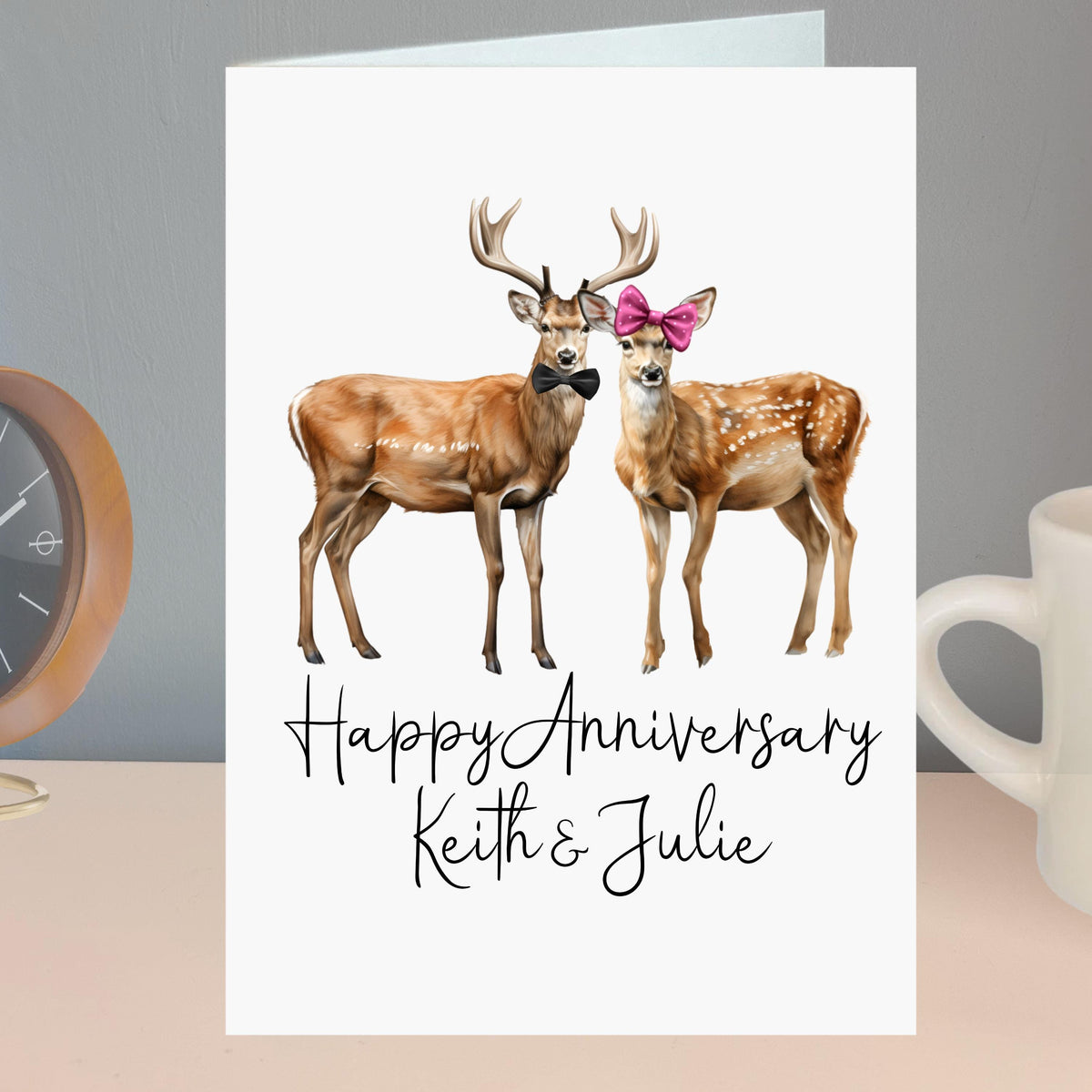 Deer Anniversary Card Personalised