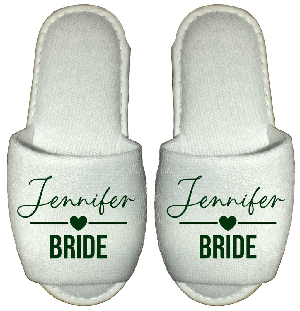 Bridesmaid & Bride Spa Slippers Personalised Flip Flops Pink Green Blue Purple