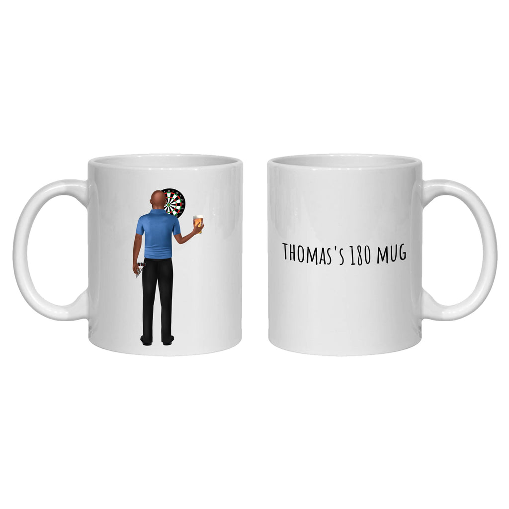 Personalised Darts Mug – gift for dad, brother, son, 180 bullseye