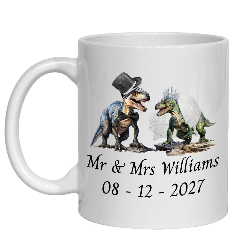 Personalised Dinosaur Wedding Mug - Wedding gift for Bride & Groom