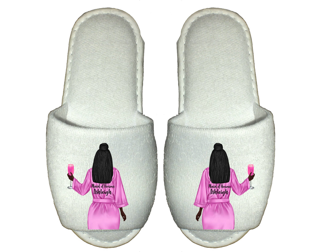 Personalized Bridesmaid Spa Slippers, Bride, Bridal Party Gift, Wedding Morning, Getting Ready Gift