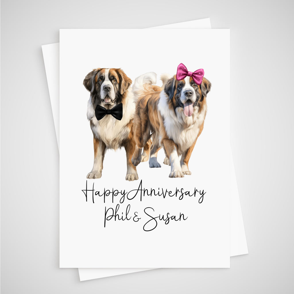 St Bernard Anniversary Card Personalised Dog