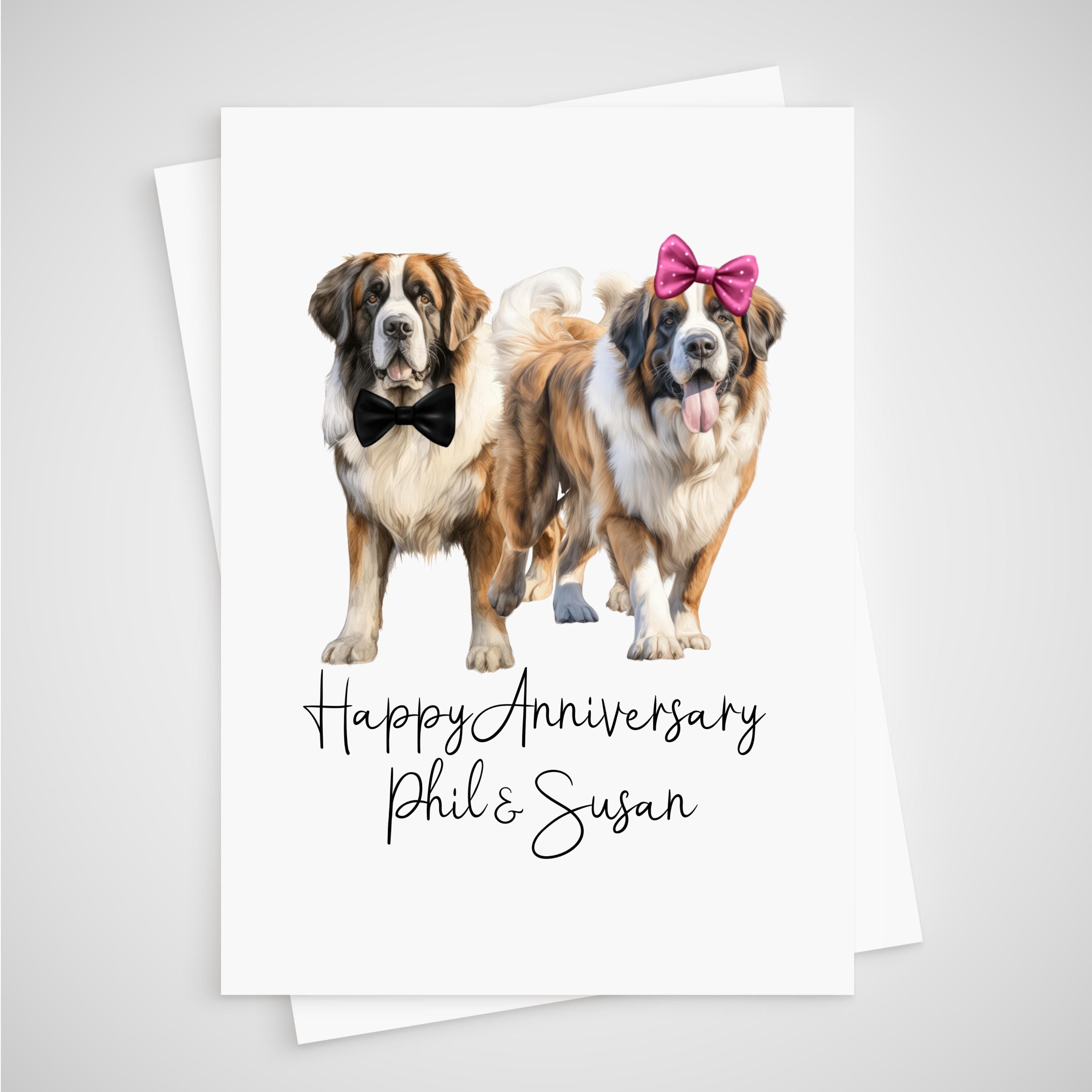 St Bernard Anniversary Card Personalised Dog