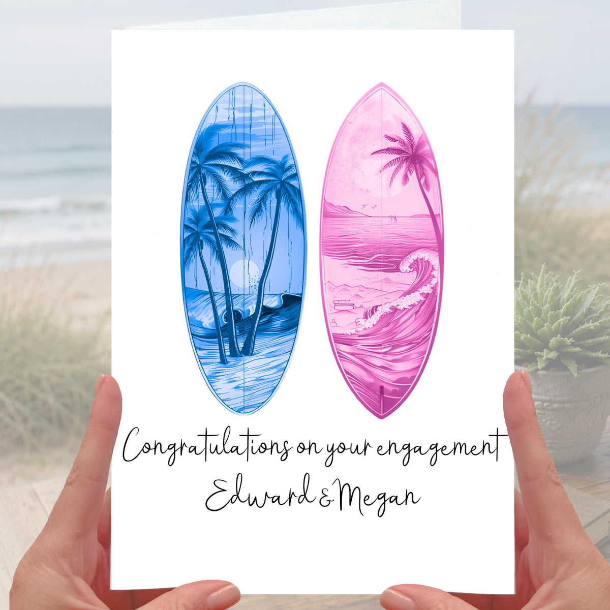 Surf Engagement Card Personalised Surfer Surfing