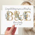 Gold & Green Floral Personalised Wedding Card Eucalyptus Flowers