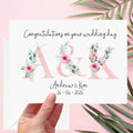 Pink Floral Personalised Wedding Card Flowers