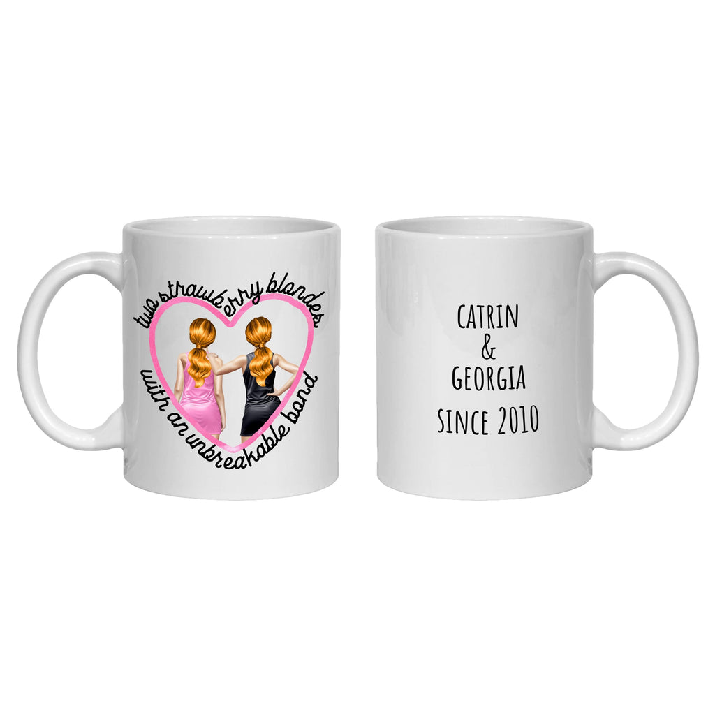 Personalised Red head & Blonde Friends Mug friendship gift BFF Bestie Unbreakable Bond ginger