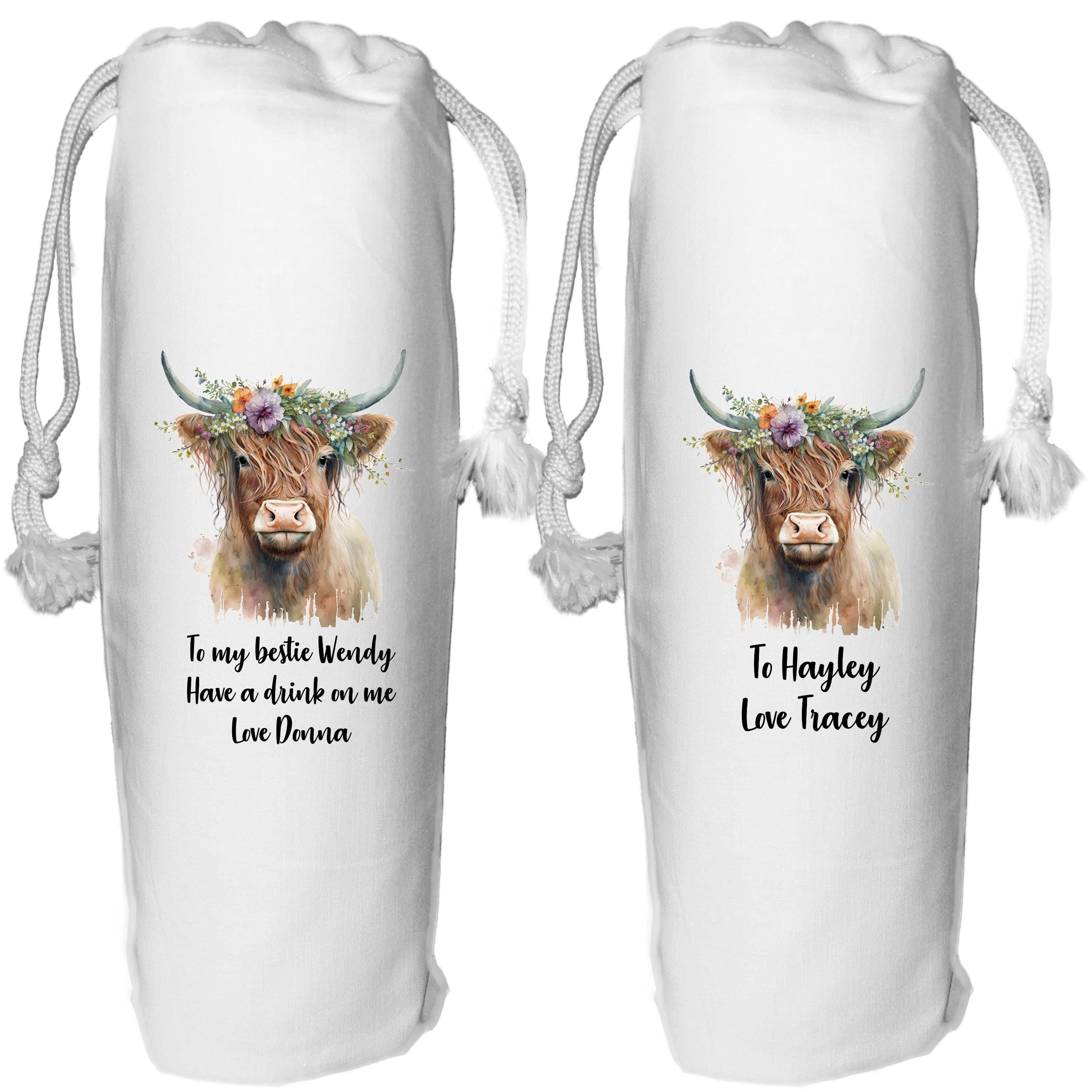 Highland Cow Wine Gift Bag Personalised
