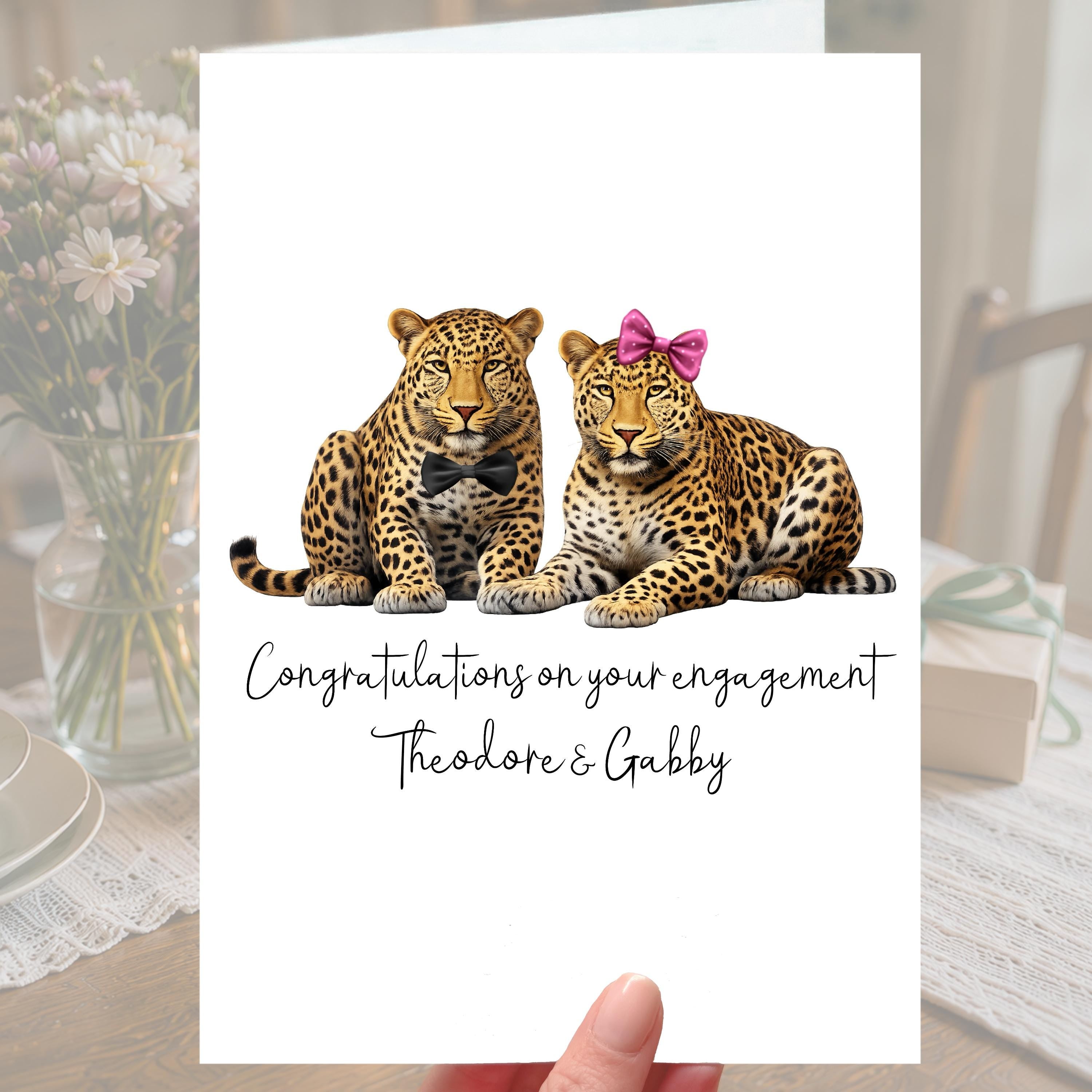 Leopard Engagement Card Personalised Big Cat Safari