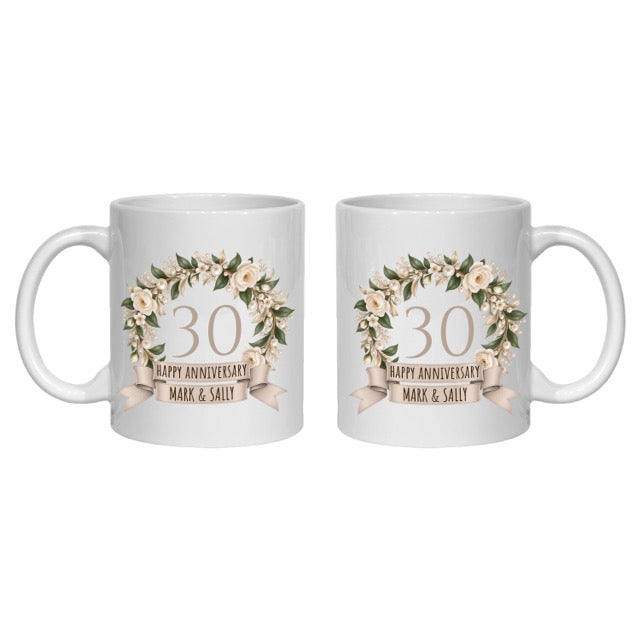 Personalised 30 year anniversary mug 30th pearl