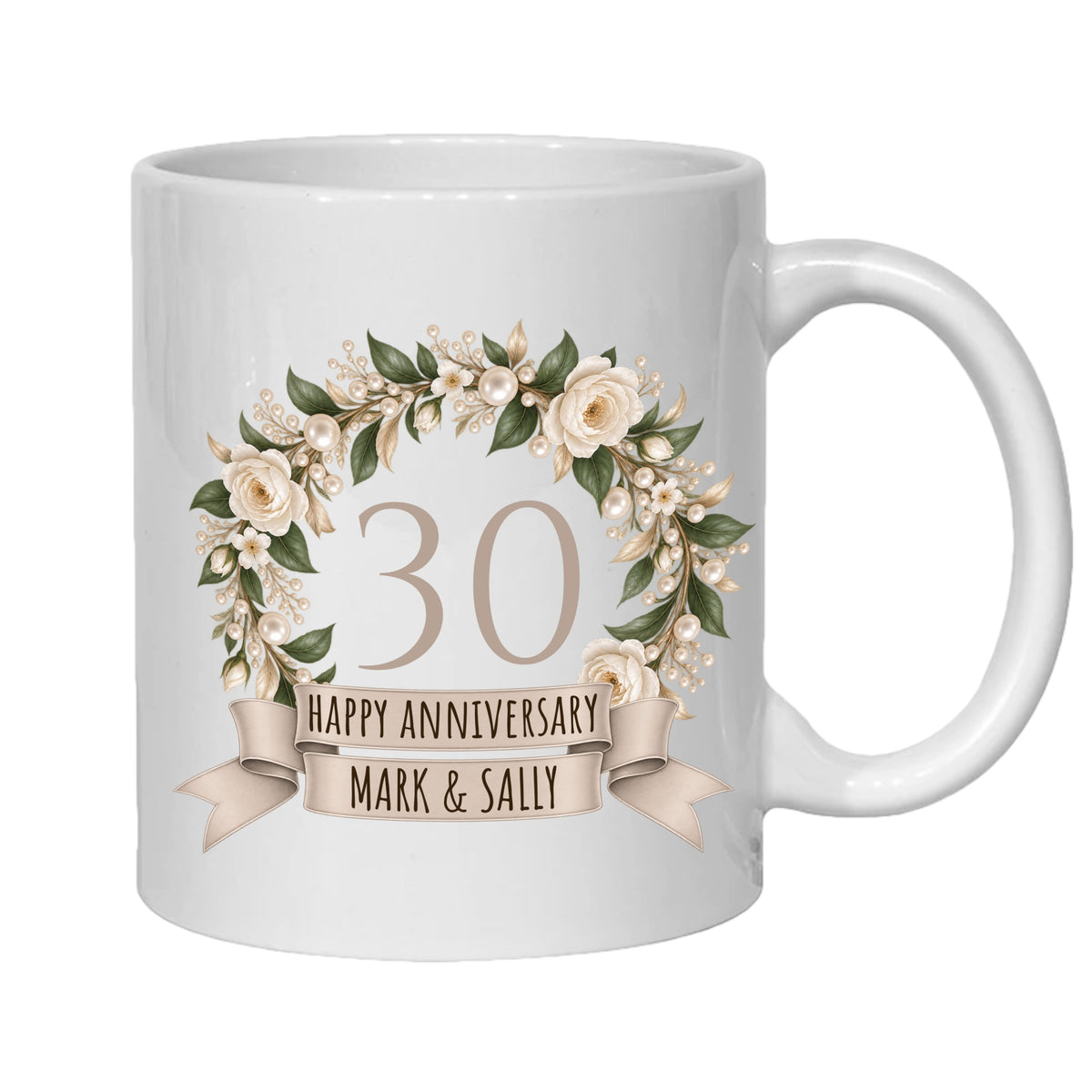 Personalised 30 year anniversary mug 30th pearl
