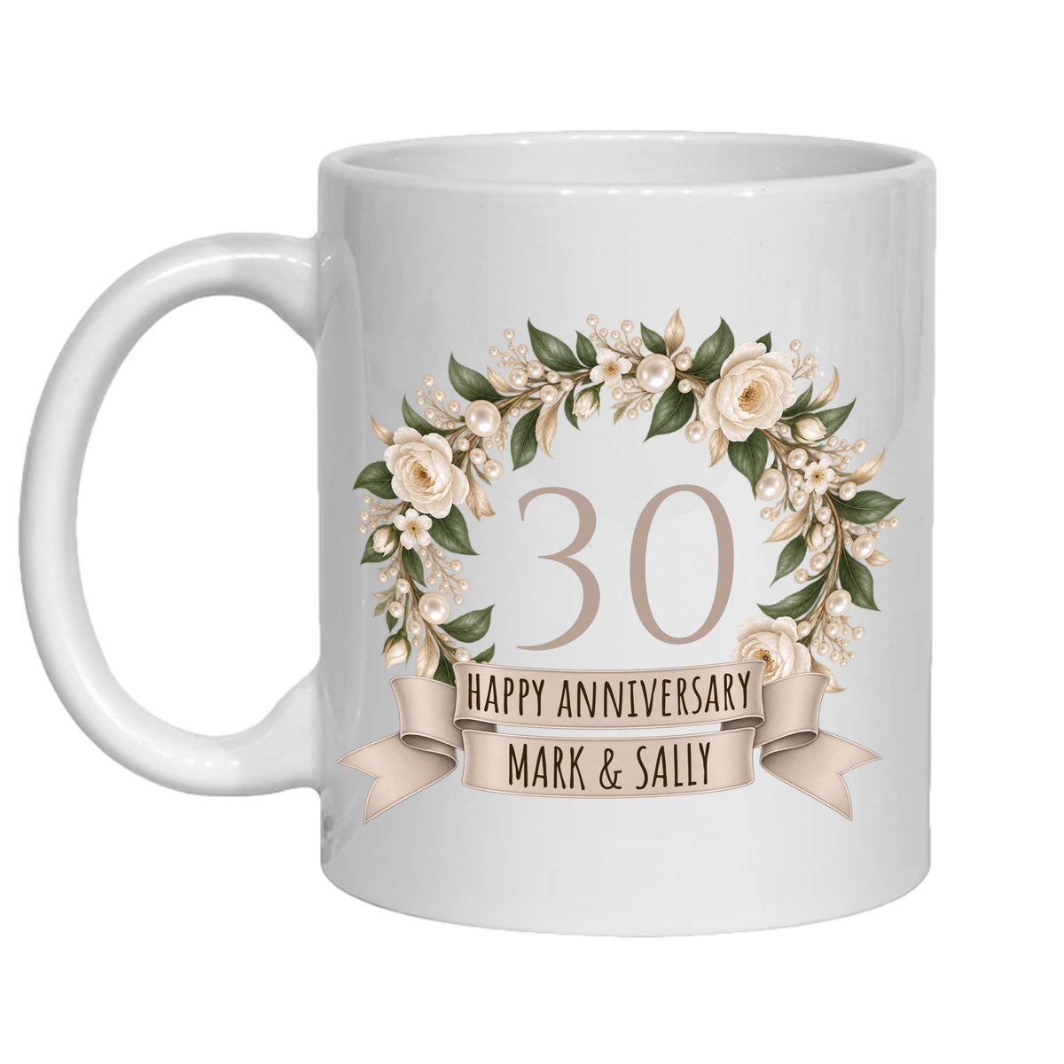 Personalised 30 year anniversary mug 30th pearl