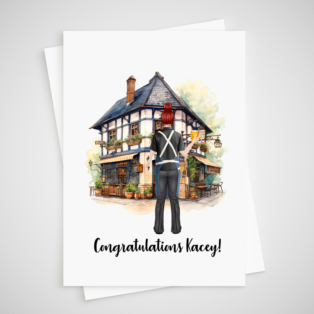 Pub Landlady Card Personalised Barmaid Thank you