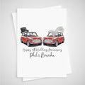 Mini 40th Anniversary Card Personalised Ruby Car Bride Groom