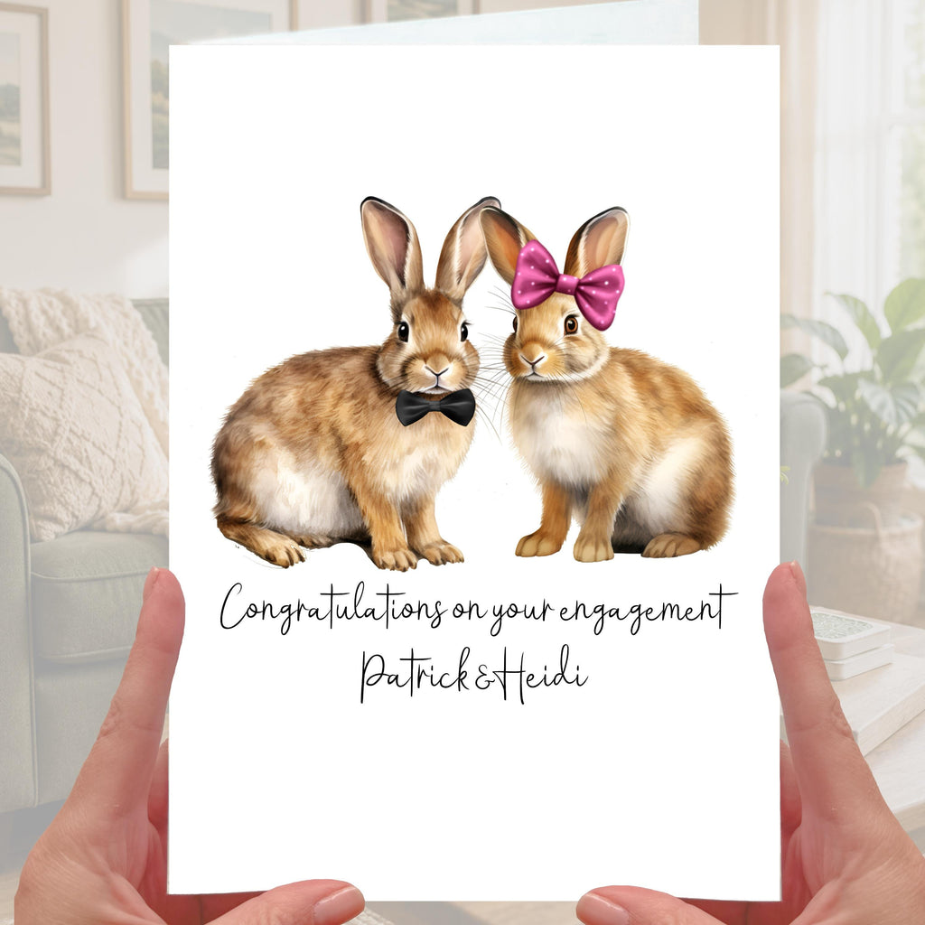Rabbit Engagement Card Personalised Bunny Fiance