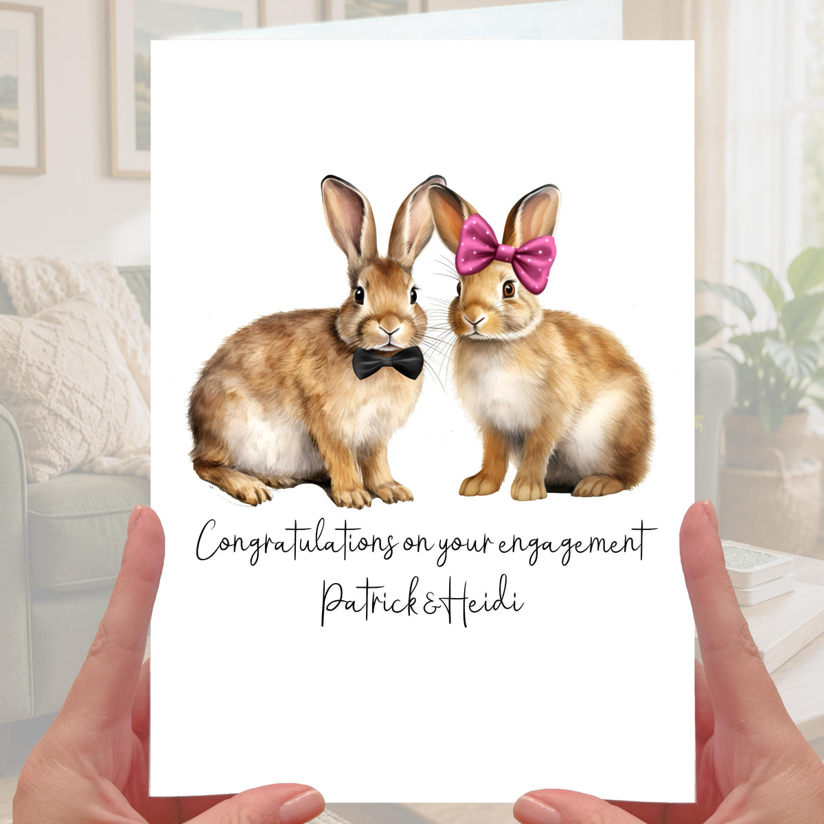 Rabbit Engagement Card Personalised Bunny Fiance