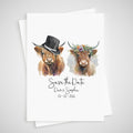 Save the Date Cow Wedding Card Personalised Highland Bride & Groom
