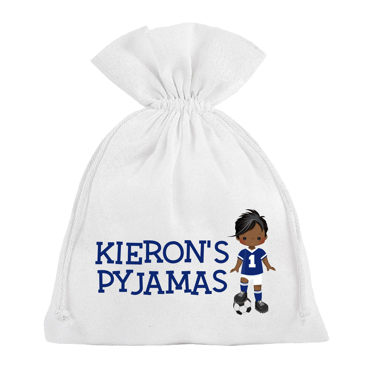 Boys Football Pyjama Bag Personalised Blue Soccer PJ's