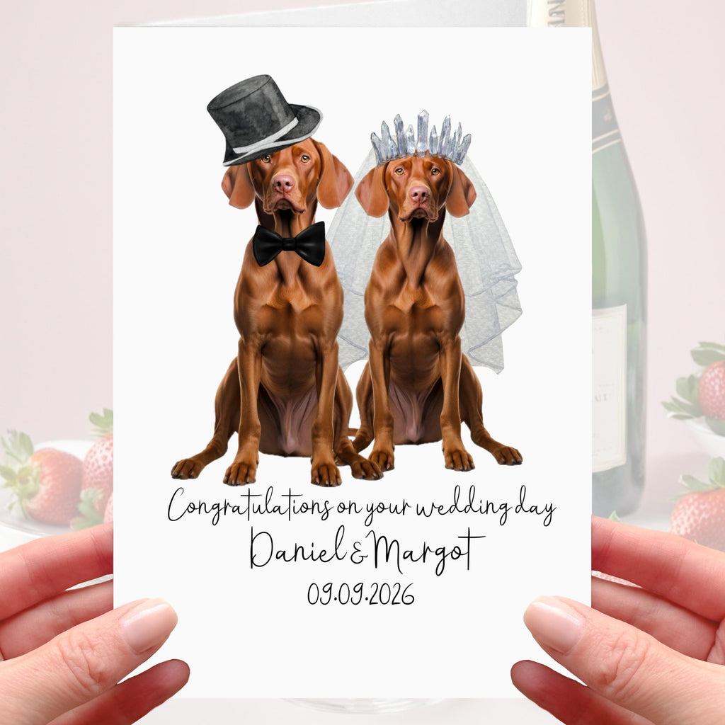 Vizsla Wedding Card Personalised Bride & Groom Hugarian Dog