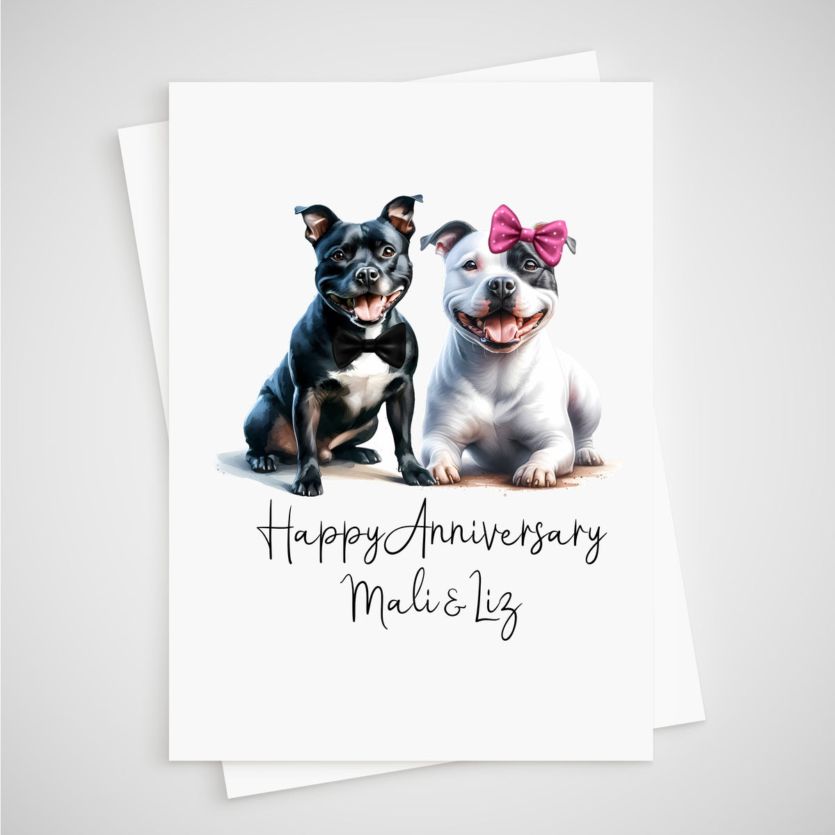 Staffordshire Bull Terrier Anniversary Card Personalised Staffy Dog