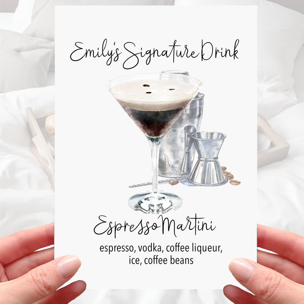 Espresso Martini Card Personalised Cocktail Friend Card Bestie