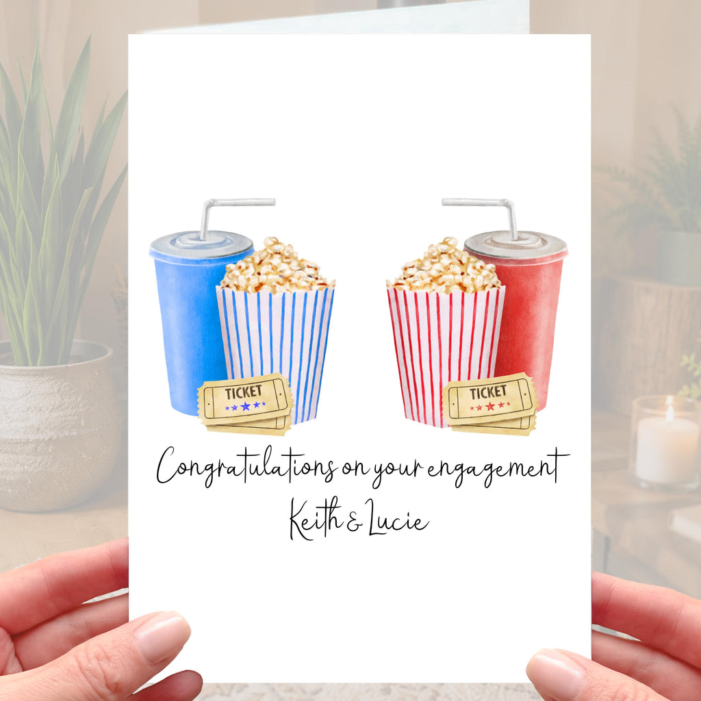 Popcorn Cinema Engagement Card Personalised Movie Film