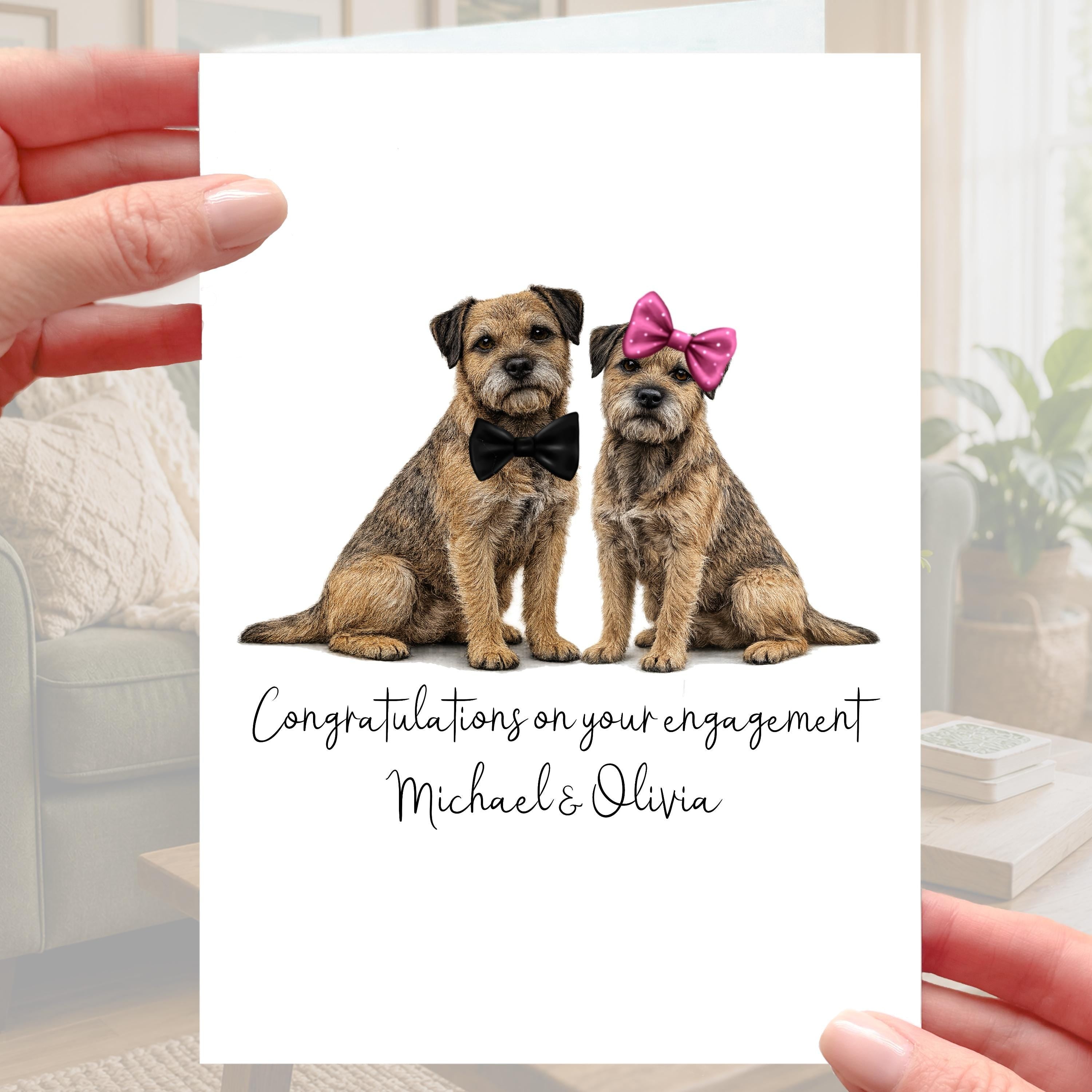 Border Terrier Engagement Card Personalised Dog