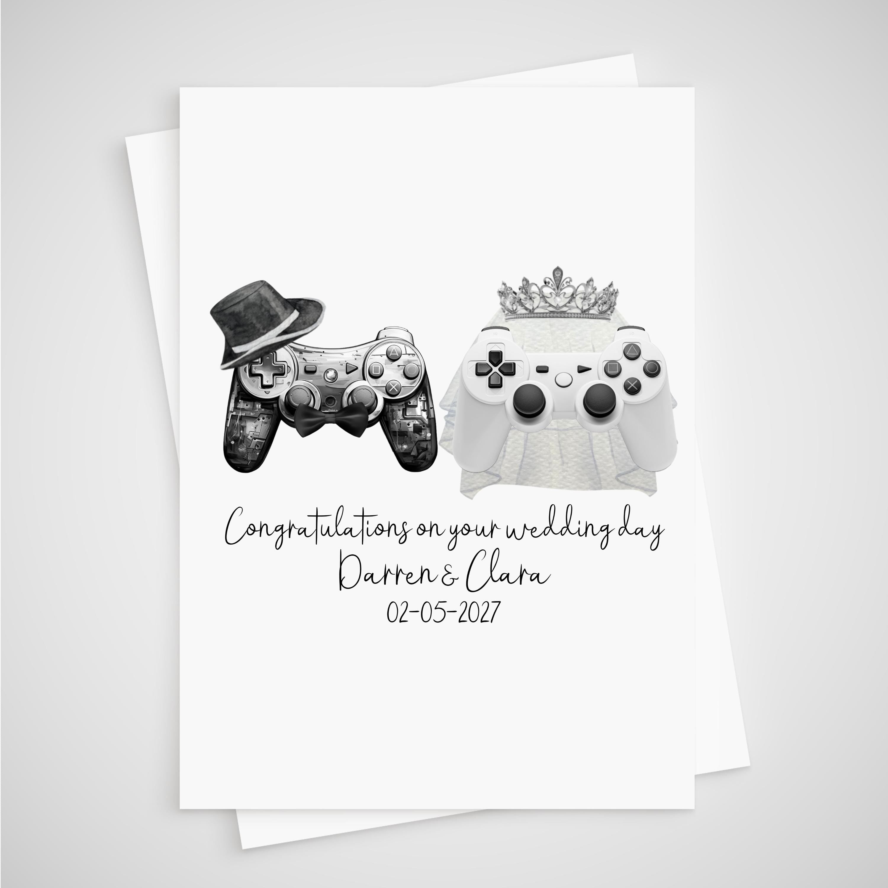 Gamer Wedding Card Personalised Controller