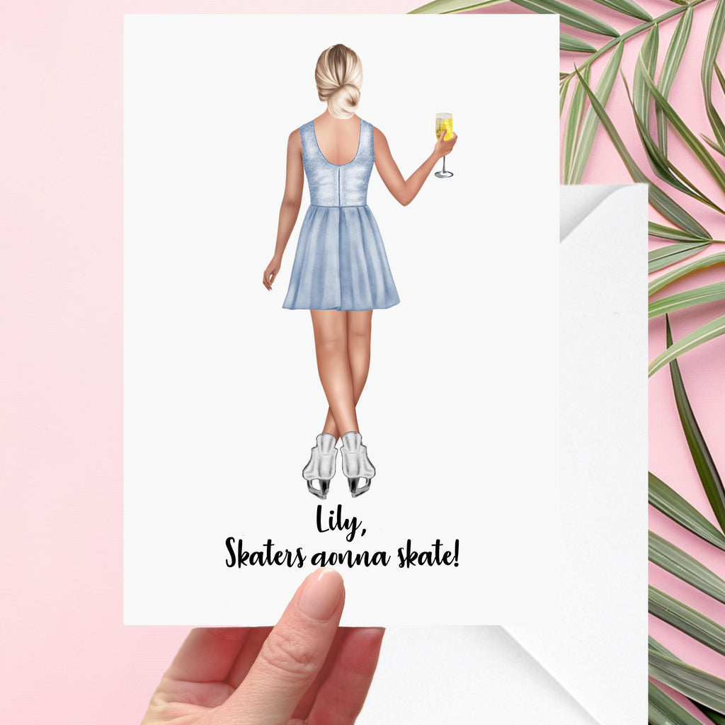 Ice Skating Card Personalised for her Skater