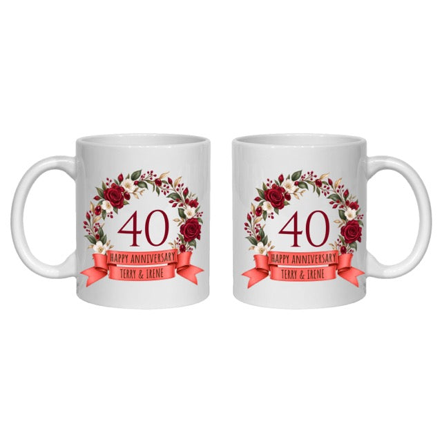 Personalised 40 year anniversary mug 40th ruby