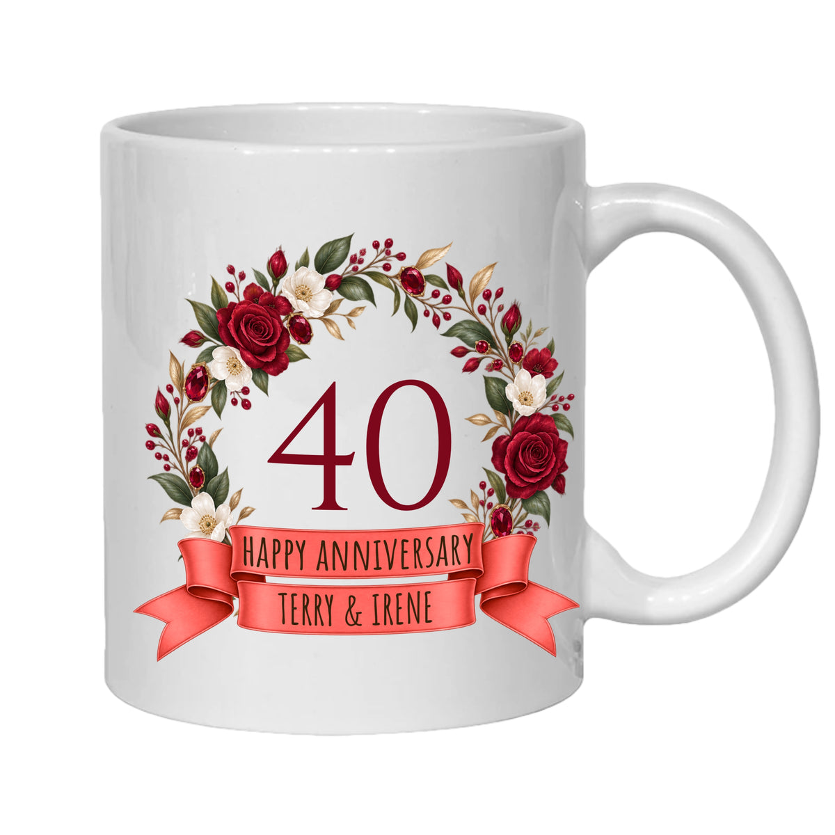 Personalised 40 year anniversary mug 40th ruby